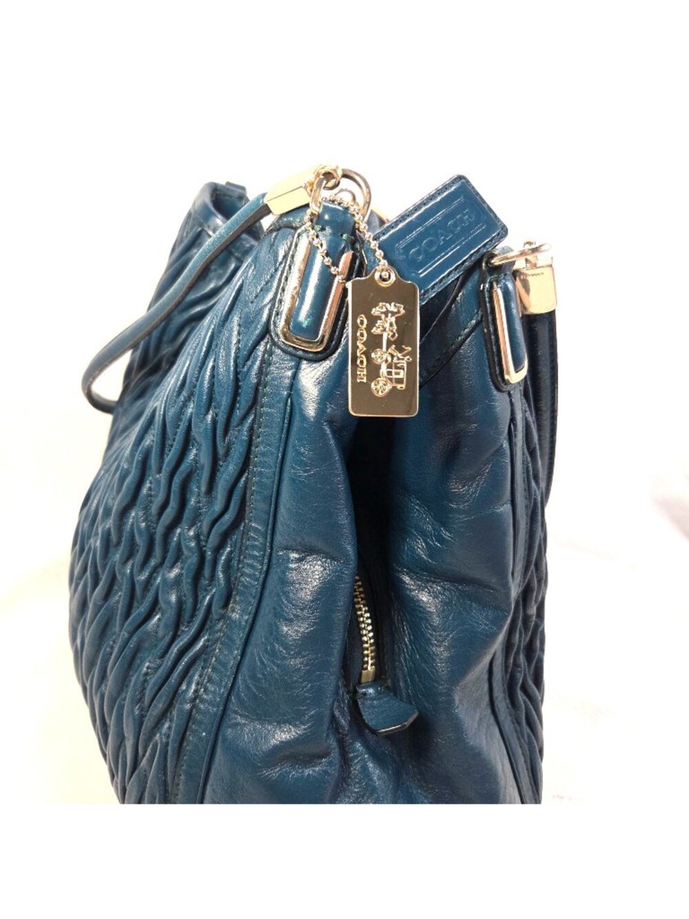 Coach 2013 Teal Madison Phoebe Gathered Twist Leather Shoulder Bag  No. 26257